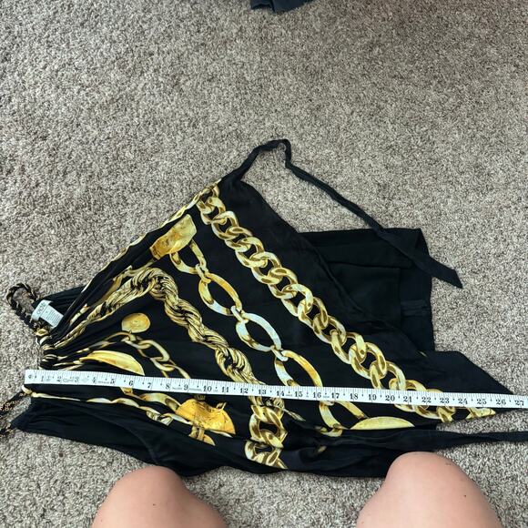 Cache Vintage Versace Style Silk Scarf Halter Top
Chain Neck Black Gold Sz M - Picture 4 of 8